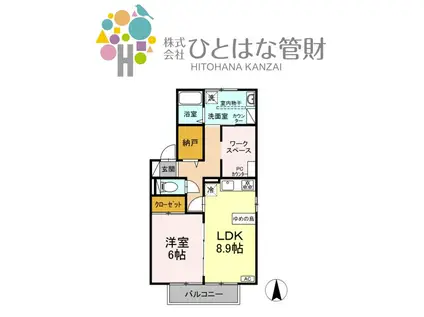 アルブルコリーヌI(1SLDK/2階)の間取り写真