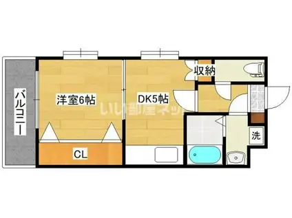 リファレンス小倉(1DK/3階)の間取り写真