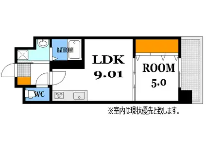 ISTYLE三篠(1LDK/3階)の間取り写真