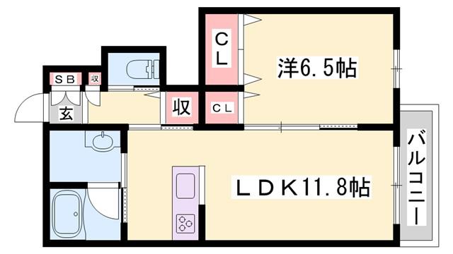 クリスタル(1LDK/1階)の間取り写真