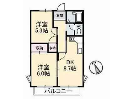 長井コーポ(2DK/1階)の間取り写真