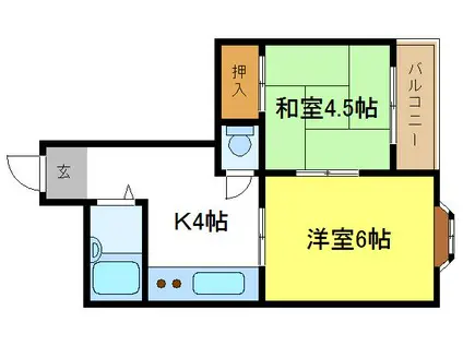 リバーサイドハイツ(2K/3階)の間取り写真