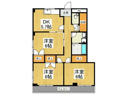 メゾン天の橋(3DK/2階)の間取り写真