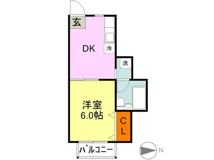 フローラ植田(1K/3階)の間取り写真