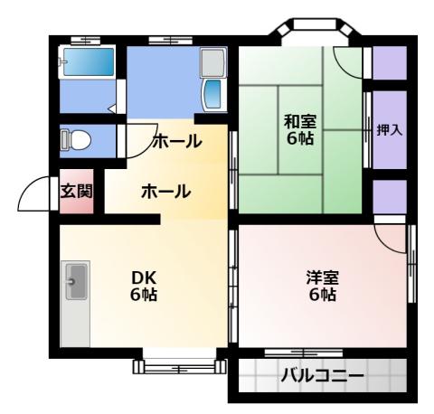 光陽ハイツ(2DK/2階)の間取り写真
