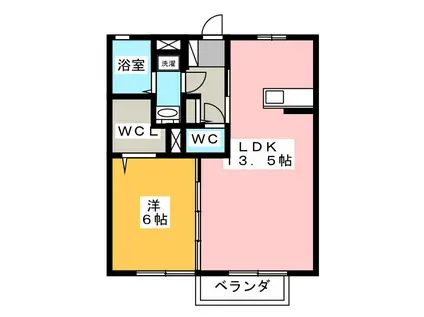 S・Gハイム(1LDK/2階)の間取り写真