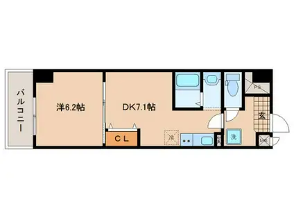 アスコット薬師堂駅前(1DK/4階)の間取り写真