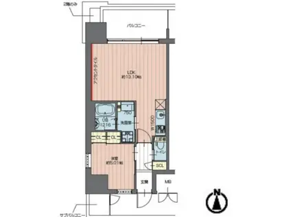 プレジオ川口(1LDK/9階)の間取り写真