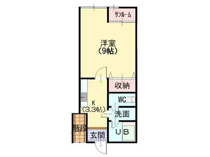 マスターズ上安原(1K/1階)の間取り写真