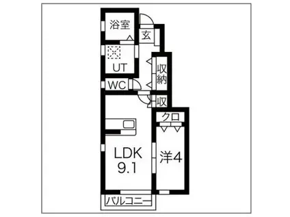 LA VITA BRILLANTE II(1LDK/1階)の間取り写真