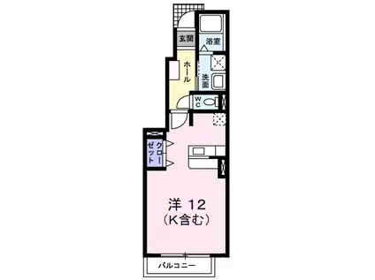 カレントハウス(ワンルーム/1階)の間取り写真