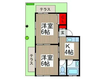 サンハイツ(2K/1階)の間取り写真