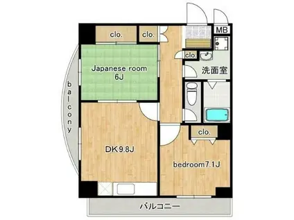 グランデ夢見ヶ崎(2DK/4階)の間取り写真