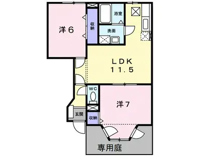 ツインシャトーB棟(2LDK/1階)の間取り写真