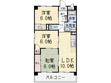 6清邦ビル(3LDK/3階)の間取り写真