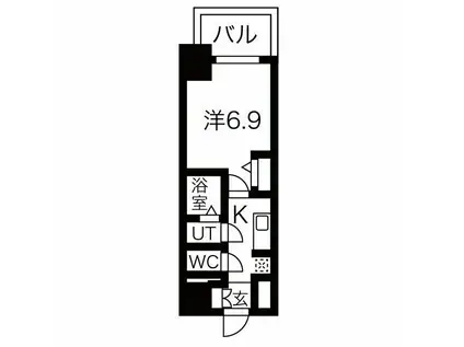 ファステート名古屋駅前ドリーム(1K/13階)の間取り写真