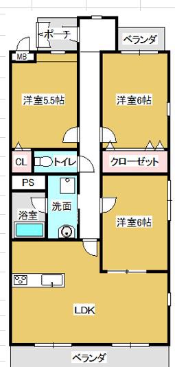 クオリティタウン上野参番館(3LDK/1階)の間取り写真