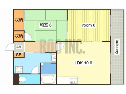 アルコ・ラ・カーサ 町坪(2LDK/3階)の間取り写真