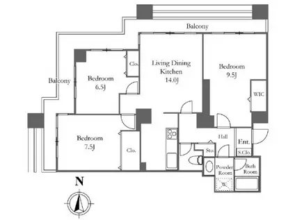 リバーシティ21 イーストタワーズ 10棟(3LDK/34階)の間取り写真
