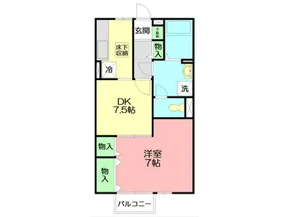 ハイネスK(1DK/1階)の間取り写真