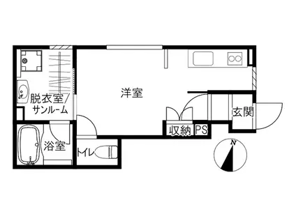 TOULON(ワンルーム/1階)の間取り写真