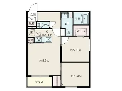 アルファスクエア平岸イースト(2LDK/2階)の間取り写真