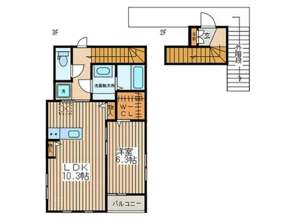 ＪＲ総武線 阿佐ケ谷駅 徒歩6分 3階建 築7年(1LDK/3階)の間取り写真