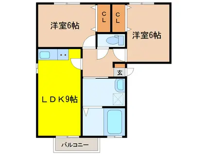 アリアス(2LDK/3階)の間取り写真