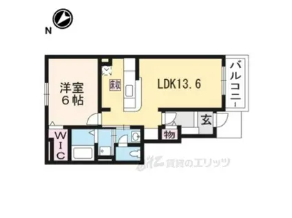 アウローラ湖東(1LDK/1階)の間取り写真