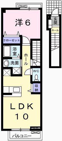サニーパレス C棟(1LDK/2階)の間取り写真