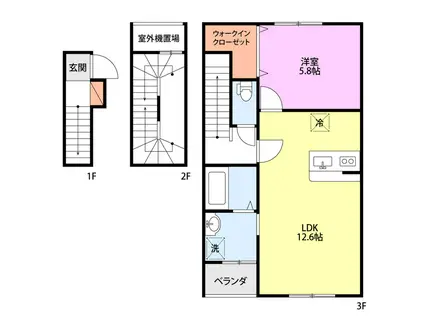 FERIO万代(1LDK/3階)の間取り写真