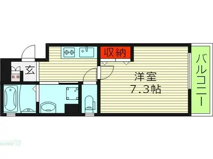 ソルピアーチェ京橋(1K/2階)の間取り写真