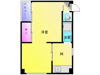 久宝寺コーポラスA(1DK/4階)の間取り写真