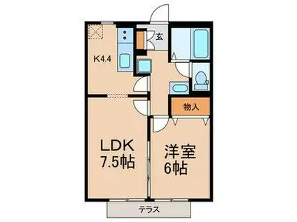 サンライズ三橋2(1LDK/1階)の間取り写真
