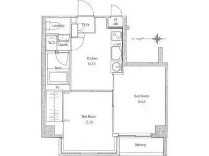 ソサエティ荏原中延(2K/3階)の間取り写真