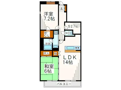 ファインクレスト若葉台(2SLDK/7階)の間取り写真