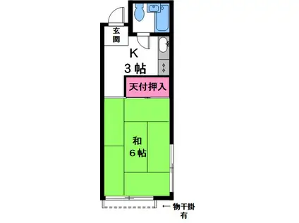 小川ハイム(1K/2階)の間取り写真