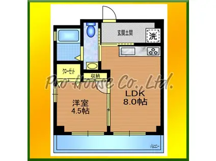 ロイヤルハイツ新高円寺(1LDK/1階)の間取り写真