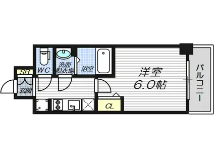 ファステート難波ミライズ(1K/9階)の間取り写真