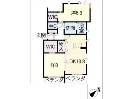 シャーメゾン休郷(2LDK/2階)の間取り写真