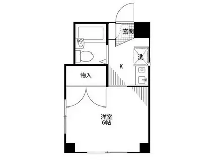 シャンテ相模台B(1K/2階)の間取り写真