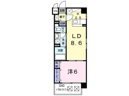 カルフール(1LDK/6階)の間取り写真