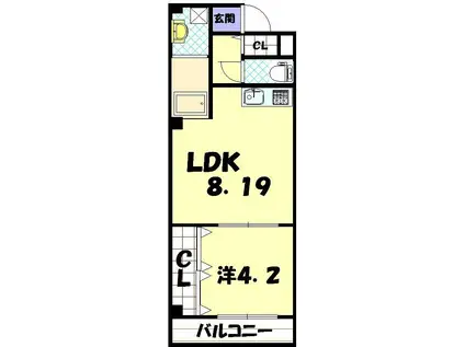 サザンパレスII(1LDK/5階)の間取り写真