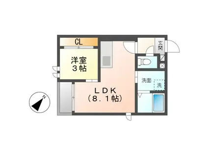 GRANDTIC QUON鳴海(1LDK/1階)の間取り写真