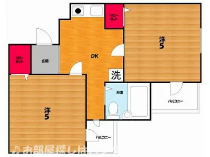 ミングルAP星ヶ丘弐番館(2DK/4階)の間取り写真