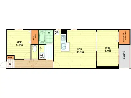 REFINO(2LDK/3階)の間取り写真