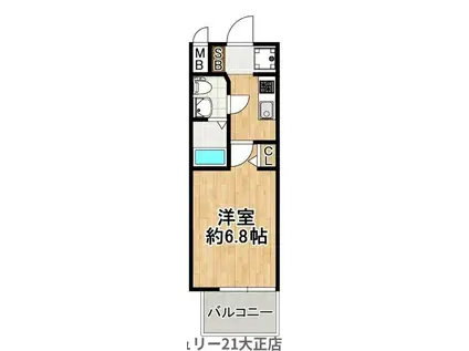 エグゼ大阪CITYツヴァイ(1K/3階)の間取り写真