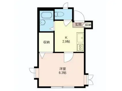 ハイムミモザ(1K/2階)の間取り写真