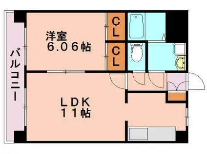 アリエス・ヒロ(1LDK/2階)の間取り写真