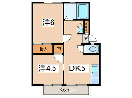 ユウハイムA(2DK/2階)の間取り写真